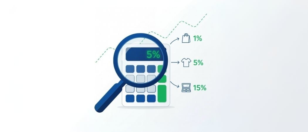 Расчёт процента кэшбэка по марже для разных ниш: продукты 0,5–3%, одежда 3–7%, косметика 10–20% в программе лояльности RX-Loyalty